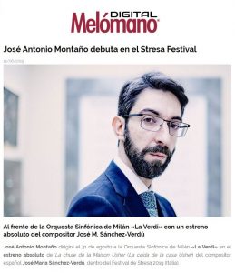 Melómano La chute de la maison Usher José Antonio Montaño Director Orchestra Sinfonica Milano La Verdi Orquesta Sinfónica de Milan José María Sánchez-Verdú Stresa festival